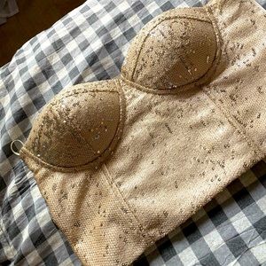 Davi & Dani Sequin Corset Top - Size Large